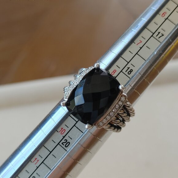 David Yurman Wheaton 925 Sterling Silver Ring Black Onyx & Diamond size 9 - Picture 8 of 11